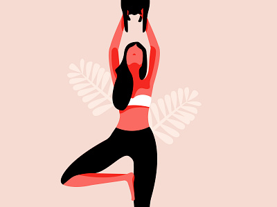 Tree Pose adobe illustrator design flat illustration minimalism woman woman illustration yoga yoga pose