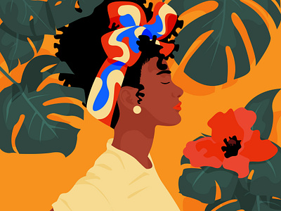 Brown skin girl black girl black is beautiful brown skin girl flat illustration flower minimalism nature woman woman illustration