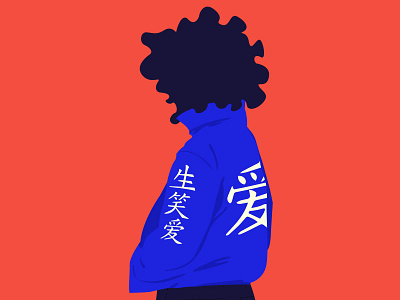 LIVE . LAUGH . LOVE adobe illustrator blue design flat graphic design illustration inspiration jacket japan laugh live love melancholy minimalism woman woman illustration