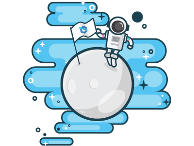 On Site IT Consulting 2d astronaut design illustration moon rgwit stars
