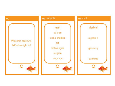 Skool Interface app branding design goldfish mobile orange school study