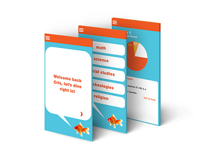 Skool Screens app branding design digital goldfish logo orange school vector