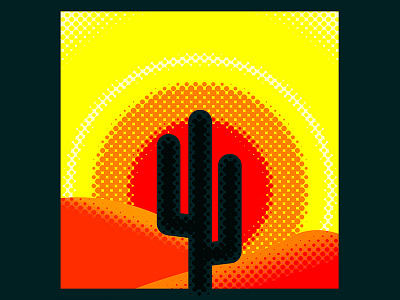 Cactus gradient icon logo sunset vector