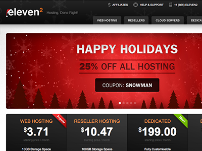 Hosting Festive Homepage christmas eleven2 festive homepage hosting landing web design website