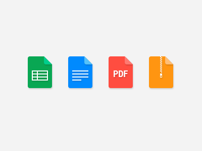 File Icons for some project doc flat icons pdf xls zip