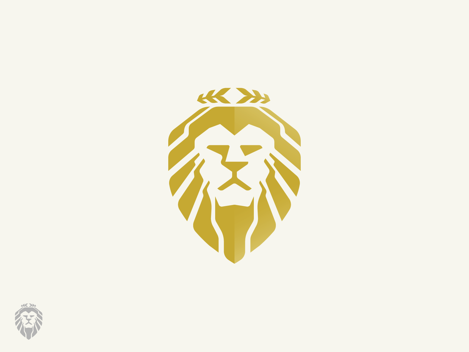 Golden lion head with crown logo icon Royalty Free Vector