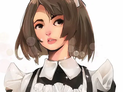 Maid anime art design digital art drawing illustration illustrations