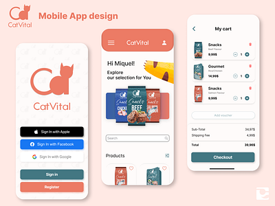 Cat Vital Mobile App design app graphic design logo logo design mobile app mobile app design ui ui design vector