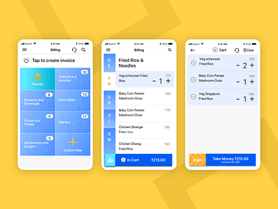 Resturent Menu app billing design order management resturent simple design ui ux
