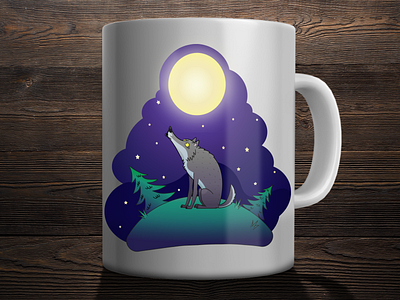 Mug with a wolf adobe illustrator adobe photoshop animation branding cartoon design illustration mug design