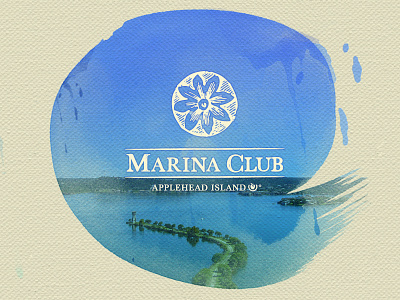 Marina Club at Applehead Island Logo apple blossom brand branding identity lake logo logotype watercolor