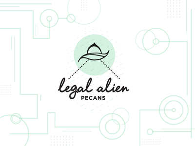Legal Alien Logo Concept - Crop Circles alien brand identity branding concepts crop circles design illustration leaf line illustration logo pecans ufo