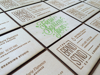 Laser Etched Wood Business Cards brand brand identity branding business cards ink laser laser etched stamp wood