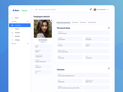 Employee details page