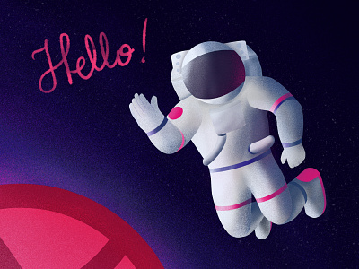 Hello Dribbble!! debutshot hello hello dribble illustration spaceman