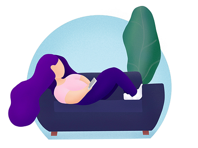 Sofa chilling character design draw flat flat design girl illustration illustrator ipad procreate ui woman