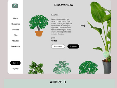Plant App design logo ui ux