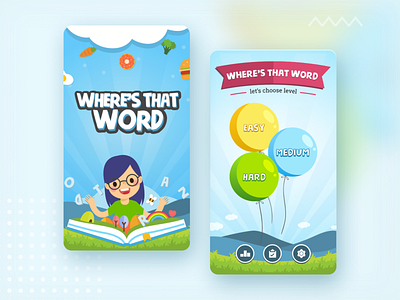 Splash screen and Level selecting application balloons character game design game ui girl illustration