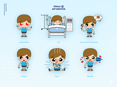Sick boy boy cartoon character design hospital illustration insurance sick symptoms