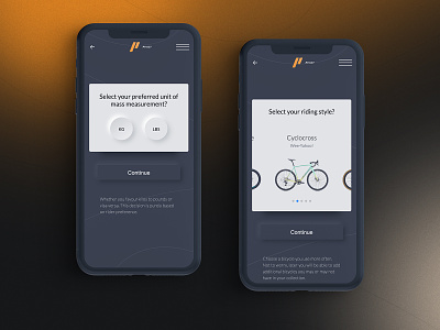 Pivot App mobile screen cycling pressure tire uiux webdesign weight