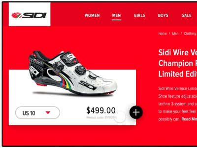 Sidi Wire Vernice Shopping Card animation design experience framerjs gif hover interface javascript landing redesign web