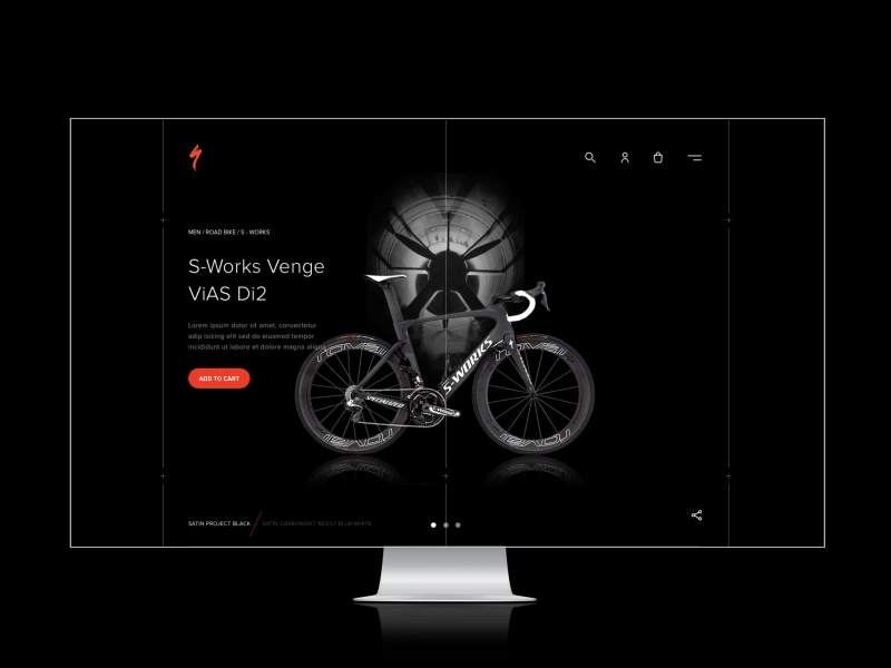 Specialized Venge Vias Desktop Menu - Concept concept cycling design product shopping ui ux web