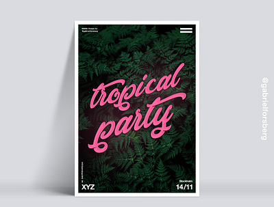 Tropical Party - Poster Concept arrangment art dj event green la leaves neon nightclub party pink poster product sf stockholm text tropic tropical ui ux