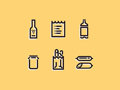 Grocery Icons flat grocery icon line set