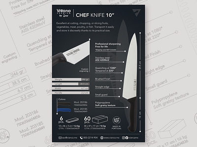 Knives Technical Sheets black chef graphic design illustrator infographic knife layout product restaurant technical sheet