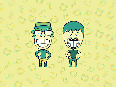 Couple Illustration art cartoon color couple emoji fun green illustrator love vector