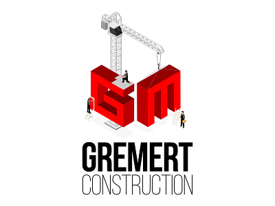 GREMERT CONSTRUCTION Logo Design 3d flat isometric logo