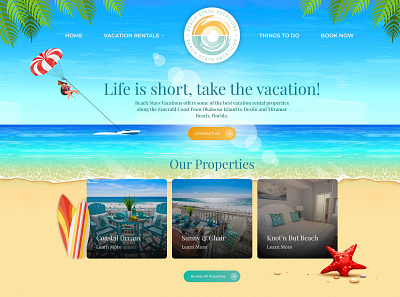Beach Stays Vacations illustration website design wordpress wordpress development