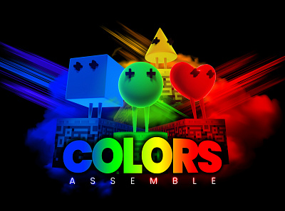 Colors Assemble - Game Poster Design 3d blender branding game design poster typography