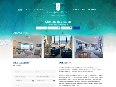 Luxe Beach Rentals - Wordpress Booking Website branding design illustration logo typography vector web design website website design wordpress