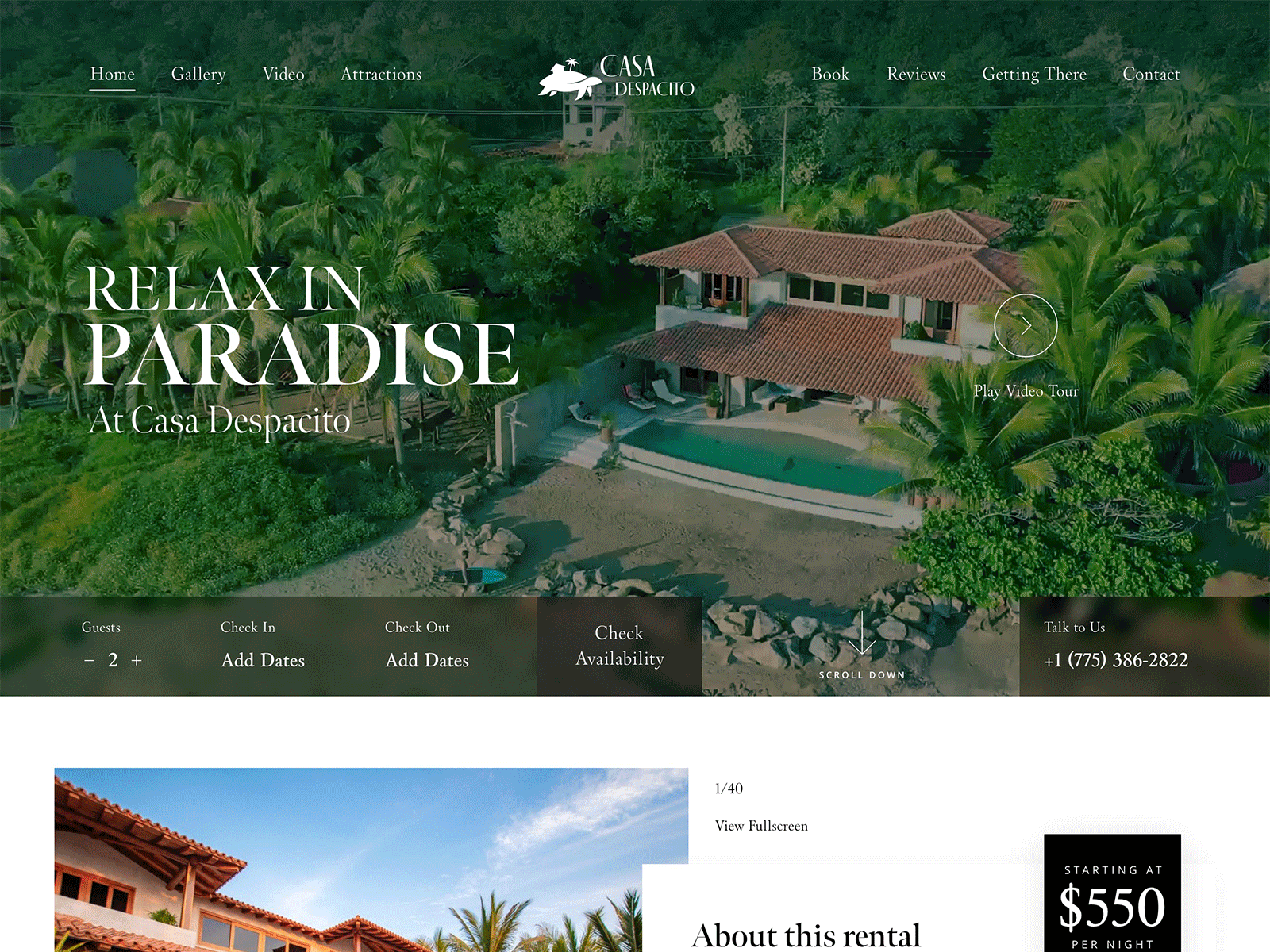 Vacation Resort Web Design flat landing page luxury minimal color resort villa web design website design wordpress