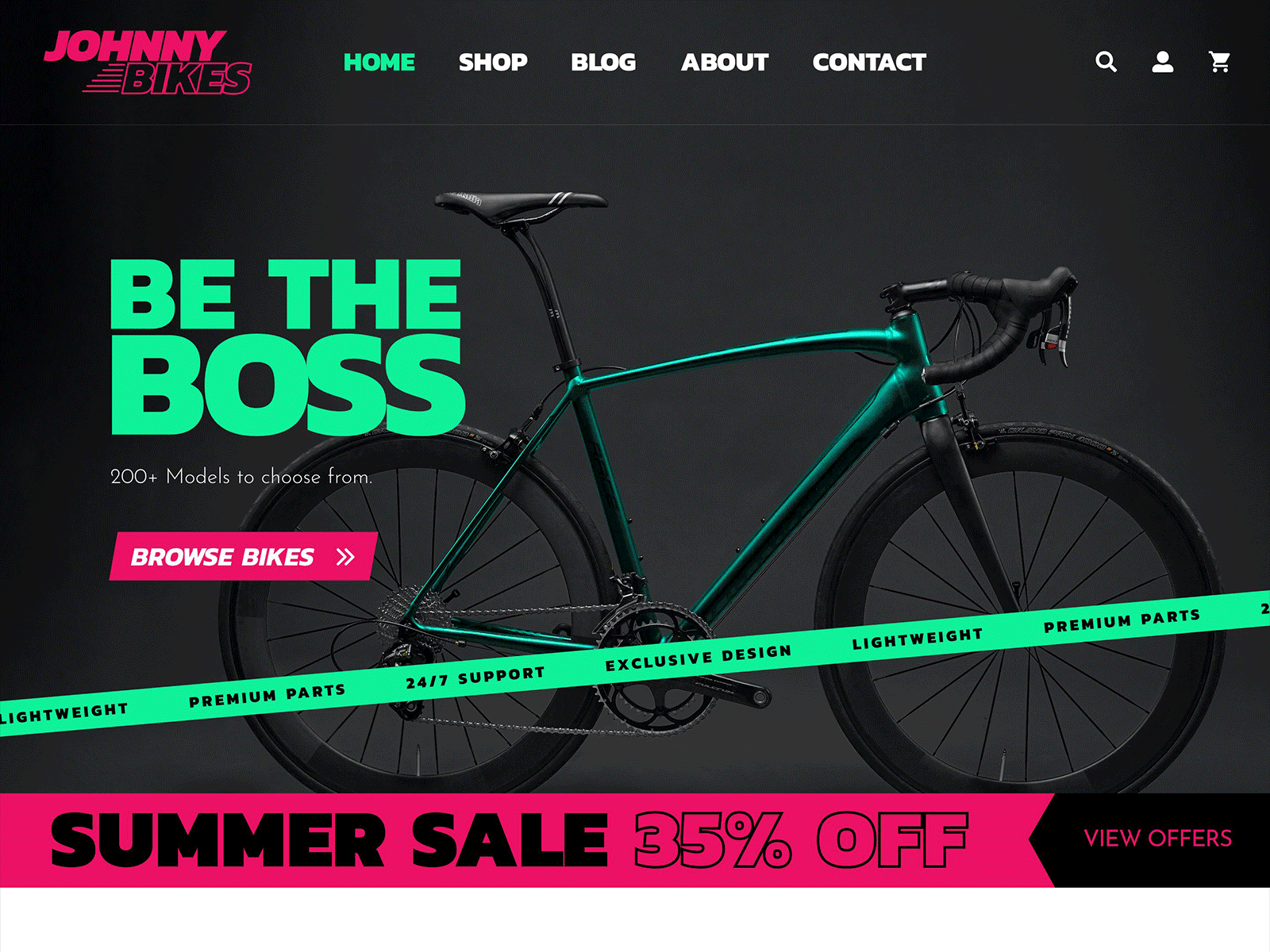 Johnny Bikes - Wordpress Woocommerce Theme Design