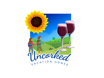 Uncorked Vacation Homes Logo Design branding design illustration logo vector