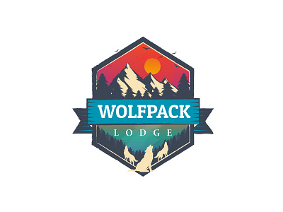 Wolfpack Lodge Final Logo branding design flat illustration logo vector
