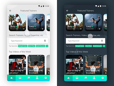 Hire Fitness Trainer - Light/Dark Mode adobe xd animation app design mobile app motion design prototype ui video