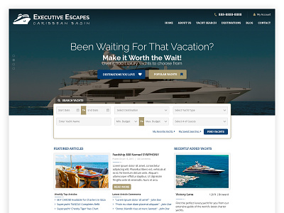 Executive Escapes design flat listing typography ui web website yacht