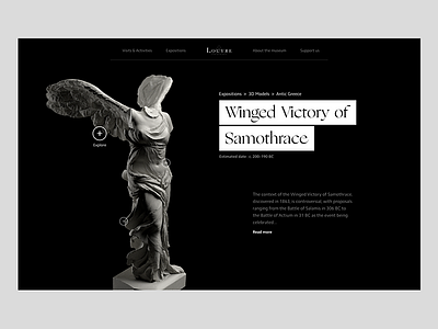 Louvre Museum - Exploring sculptures 3d c4d concept design interface louvre museum page ui ux