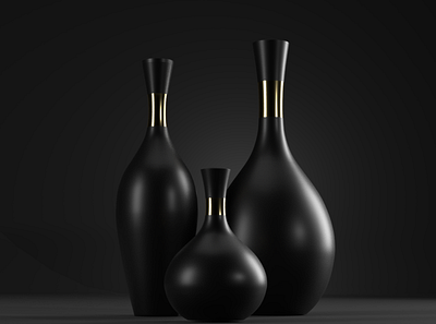 Matte Black Vases 3d arnold branding graphic design maya