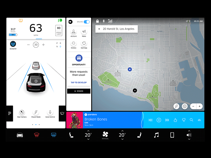 Tesla x Uber - Opportunity Motion action motion notifications ride tesla touchscreen uber ui ux