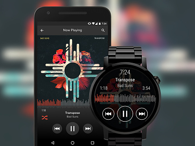 Audio Player android android wear audio dark mobile music player smart smartwatch watch wear