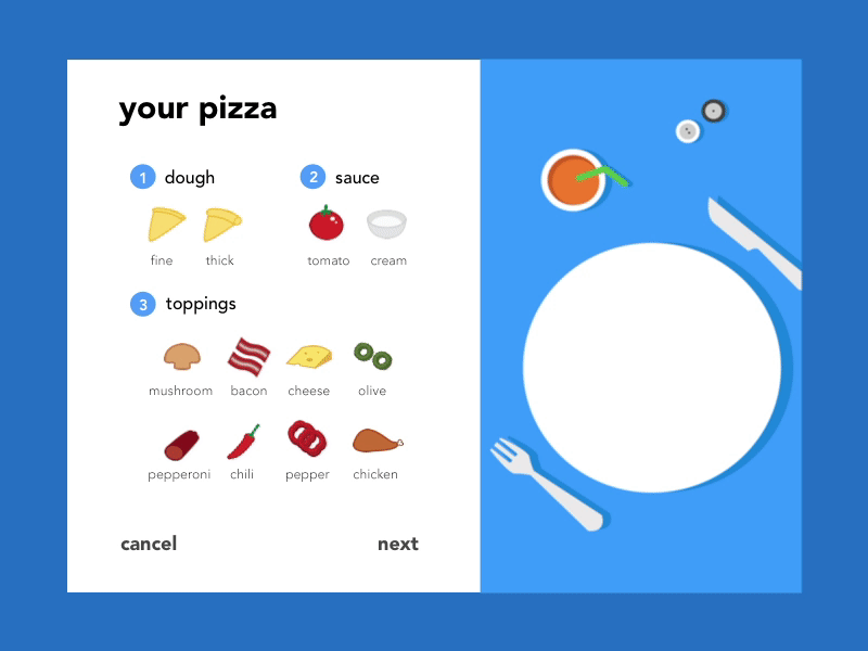 Daily UI #007 - Settings pizza animation daily flat food motion pizza settings ui ux