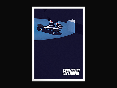 keep exploring illustration night poster print skate type typography