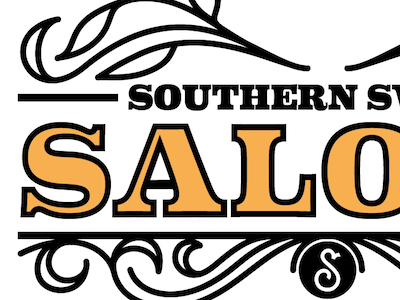 Southern Swank Saloon Logo black flourishes lettering orange saloon typography wip