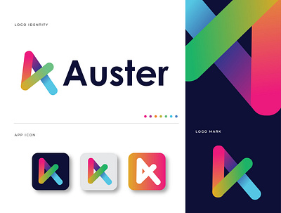 Auster Media Logo design a letter logo app app icon brand guideline brand identity brand identity designer branding company creative design graphic design letter logo mark logo logo design logo designer logo mark media logo modern technology typography