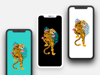 Tiger - Free Wallpaper 🐅 clean colour design free freewallpaper illustration illustrator japanesetiger phonewallpaper tiger tigerillustration vector wallpaper