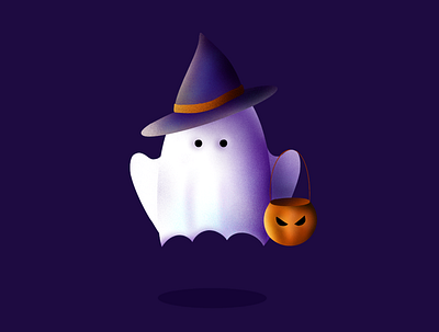 Trick or Treat Ghost 👻 ghost halloween illustration procreate pumpkin scary texture